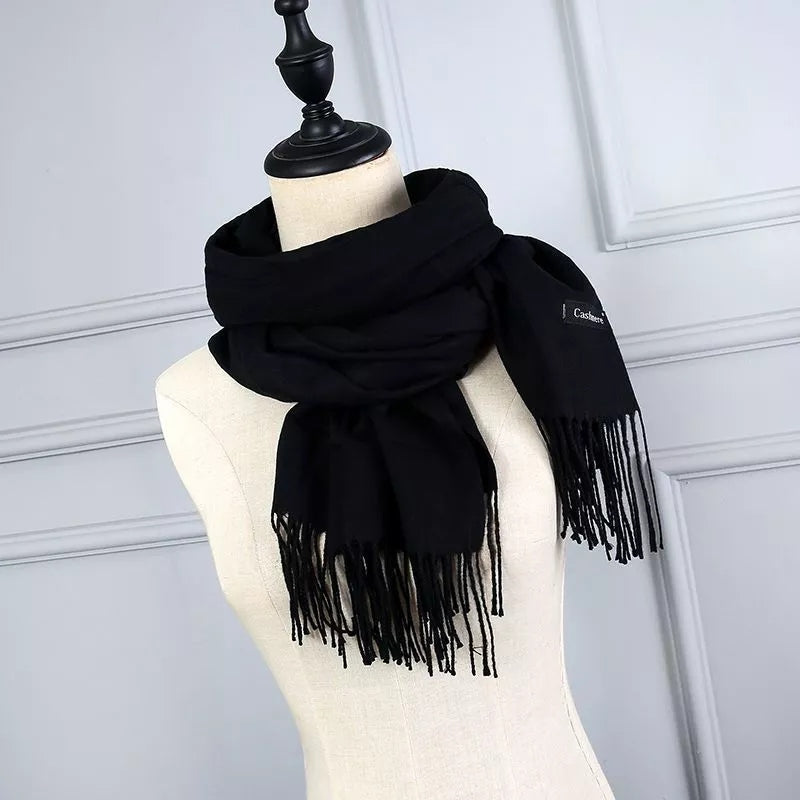 Cachecol Pashmina Masculino 250g Liso com Franjas
